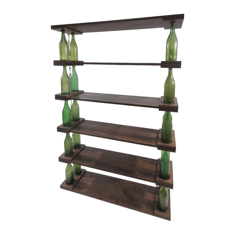 Harassen Regal Vintage mit Flaschen